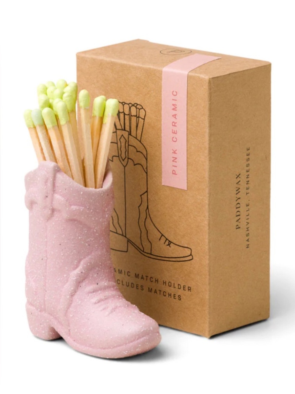 NWT! Cowboy Boot Match Holder, PINK CERAMIC